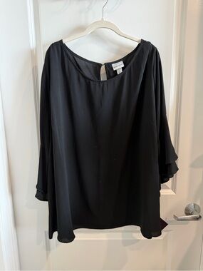 Ava & Viv Black Flounce Sleeve Women's Blouse Size 4X